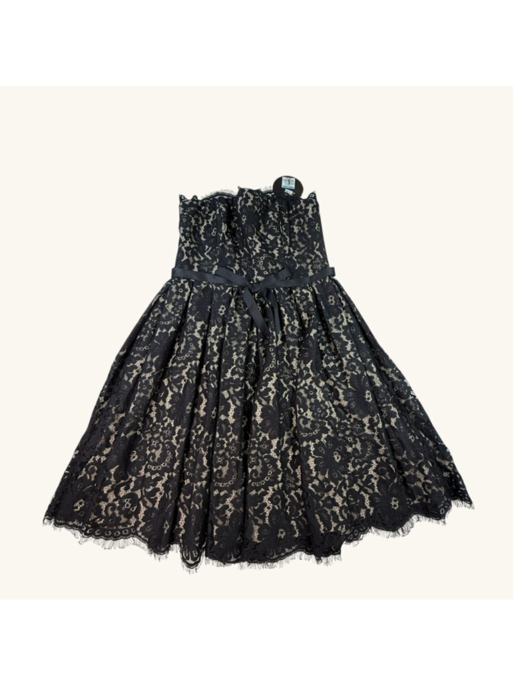 Neiman Marcus Robert Rodriguez Black Lace Strapless Cocktail Dress Size 6 NWT